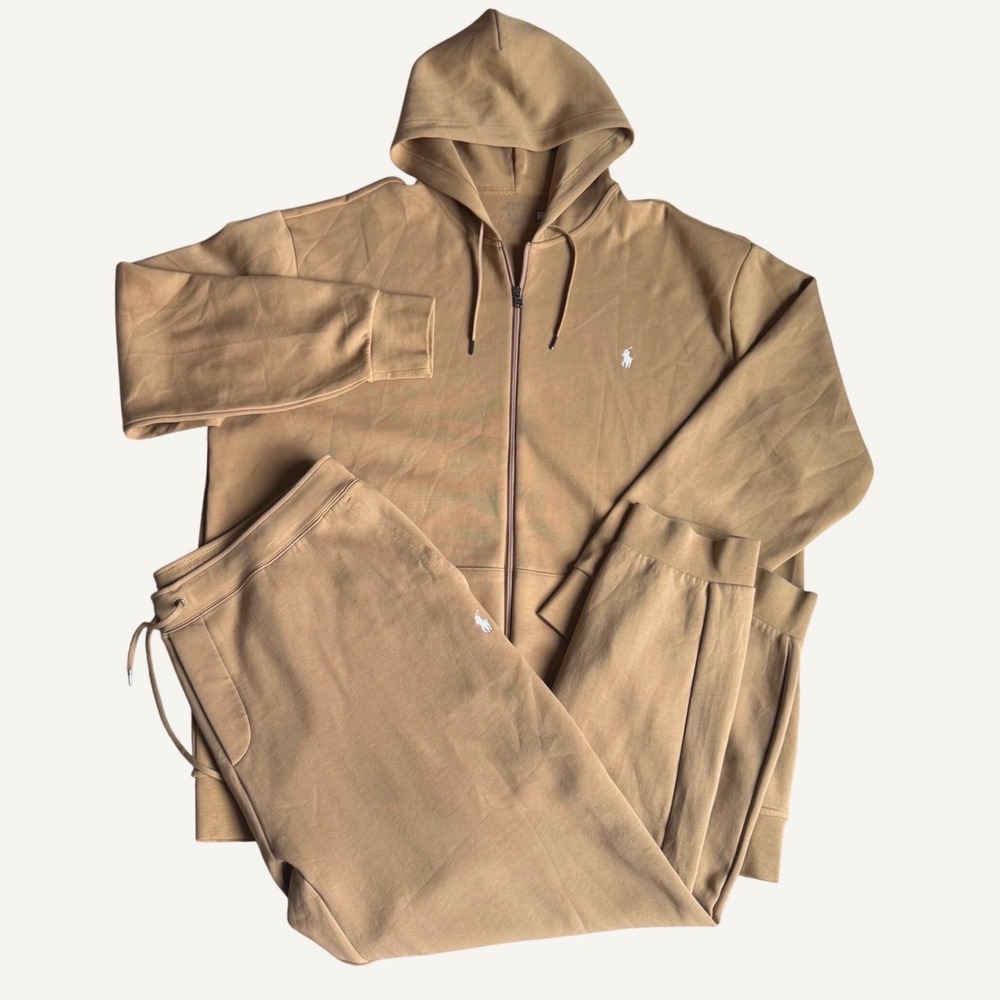 Polo Ralph Lauren Mens Tracksuit Set Desert Tan Zip Hoodie Joggers 3XLT Big Tall